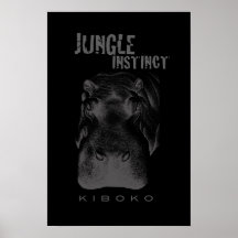 Jungle Instinct™_Kiboko_hippo on black Print