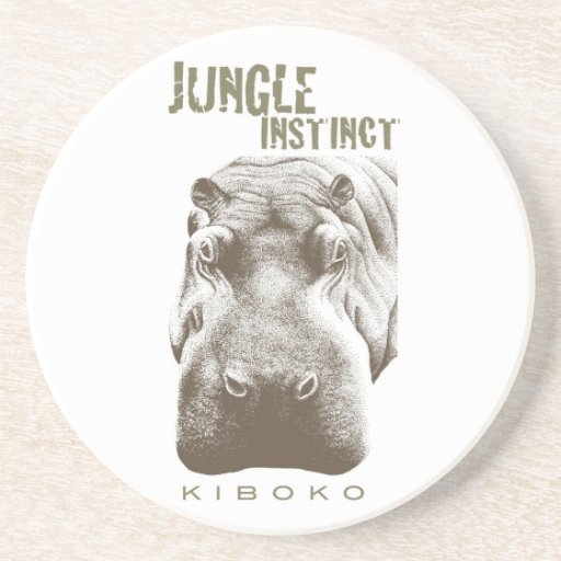 Jungle Instinct™_Kiboko_hippo stipple Beverage Coasters