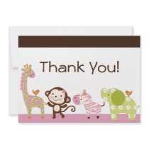 Jungle Jill / Cute Animals Thank You Card Personalized Invitations