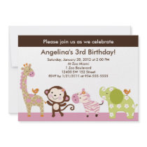 Jungle Jill /Girl Animals Birthday Invitation