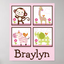 Jungle Jill /Girl Animals Personalized Art Poster