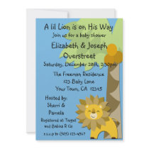 Jungle King Lion Blue Sky Baby Shower Zoo Safari Custom Invites