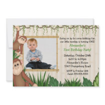 Jungle Monkey Photo Birthday Invitation