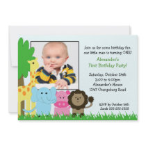 Jungle Pals Photo Birthday Invitation
