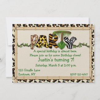 Jungle Print Birthday Party Invite