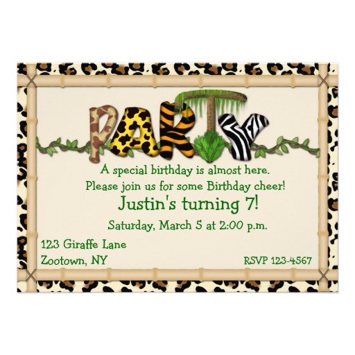 Jungle Print Birthday Party Invite