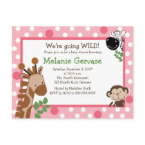 JUNGLE SAFARI ADVENTURE PINK Baby Shower Invite Post Cards