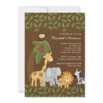 Jungle Safari Animal Neutral Baby Shower Custom Invitations