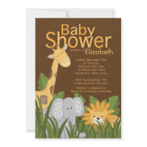 Jungle Safari Animal Neutral Baby Shower Personalized Invitations