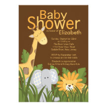 Jungle Safari Animal Neutral Baby Shower Personalized Invitations