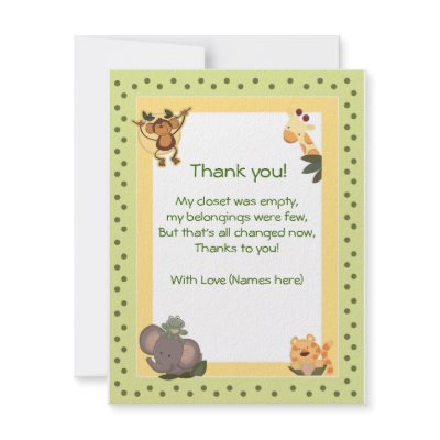 Baby Shower Favors Animals on Jungle Safari Animals Baby Shower Thank You Notes Invitation At Zazzle
