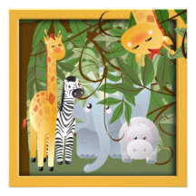 Jungle Safari  Animals Birthday Party Invite