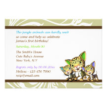 Jungle safari baby birthday PERSONALIZE Custom Invitation