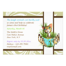 Jungle safari baby birthday PERSONALIZE Personalized Announcement