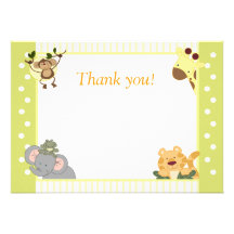 Jungle Safari Baby Shower Thank you notes Custom Invitations