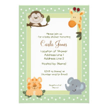 Jungle Safari Green 5x7 Baby Shower Invitations