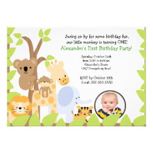 Jungle Safari Photo Birthday Invitation