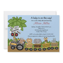 Jungle Safari Train Neutral Baby Shower Invitation