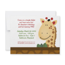 JUNGLE SAFARI Zanzibar Giraffe Zoo Birthday 4x5 Invites