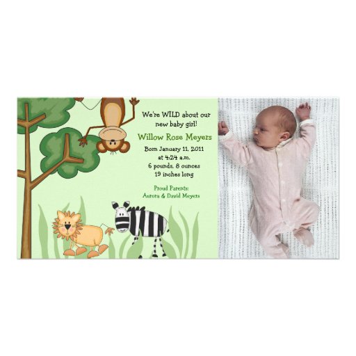 Jungle Safari Zoo Photo Birthday / Birth Card Photo Card