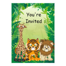Jungle Theme Birthday  Invitations