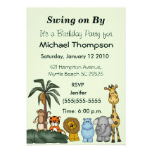 Jungle Theme Birthday  Invitations