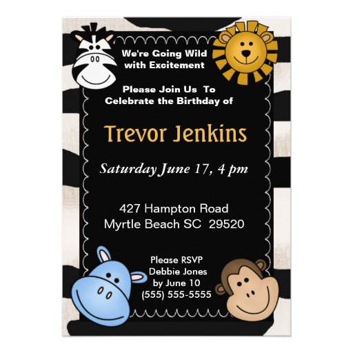 Jungle  Theme Kids Birthday Invitation