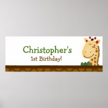 Jungle Zoo Giraffe Personalized Birthday Banner Print