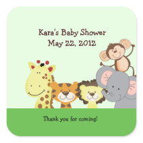 JUNGLE ZOO PARTY Custom SQUARE Favour Sticker