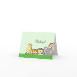 Jungle Zoo Party (Green) Folded Thank you notes Cards
