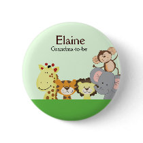 JUNGLE ZOO PARTY NAME TAG Personalized Button