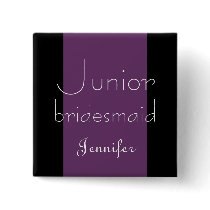 Junior Bridesmaid Purple Stripe Wedding Button