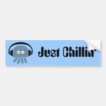 Just Chillin' Blue Jellyfish With Headphones Bumper Stickers