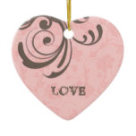 Just Engaged First Christmas Pink Heart Swirl Christmas Tree Ornament