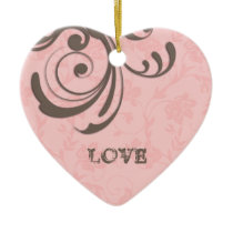 Just Engaged First Christmas Pink Heart Swirl Christmas Tree Ornament