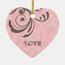 Just Engaged First Christmas Pink Heart Swirl Christmas Tree Ornament