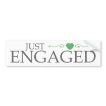 Just Engaged (Green Heart Scroll) Bumper Stickers