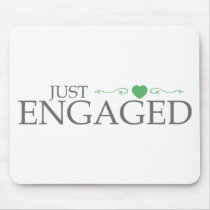 Just Engaged (Green Heart Scroll) Mouse Mats