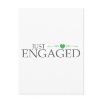 Just Engaged (Green Heart Scroll) Post Card