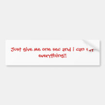Just give me one sec and i can say everything!! bumper sticker