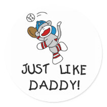 Just Like Daddy Baseball Tshirts and Gifts Round Stickers