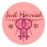 Just Married Abstract Venus Round Stickers