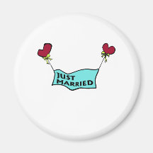 "Just Married" banner design Magnets
