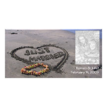 Just Married Beach Customized Photo Card