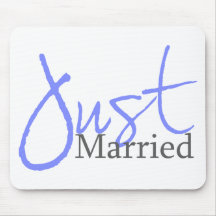 Just Married (Blue Script) Mousepad
