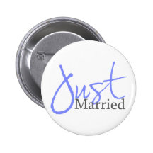 Just Married (Blue Script) Pinback Button