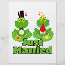 just married bride and groom froggy frogs personalized flyer