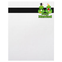 just married bride and groom froggy frogs letterhead template