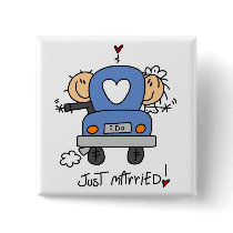 Just Married Bride and Groom T-shirts and Gifts Pinback Button