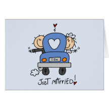 Just Married Bride and Groom T-shirts and Gifts Greeting Card